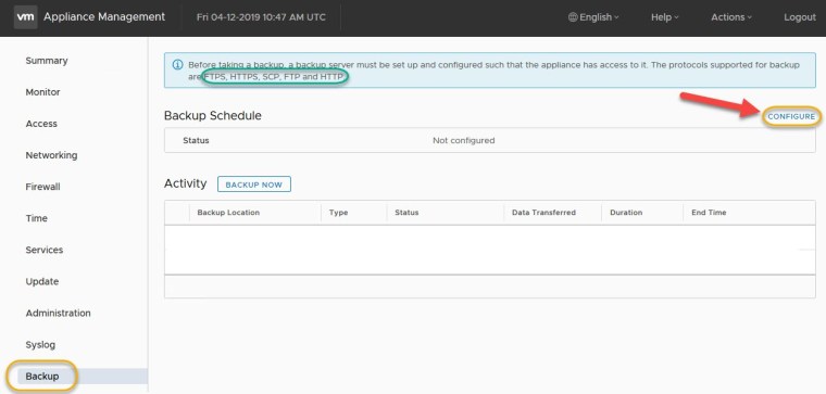 vcsa 6.7 schedule backup5