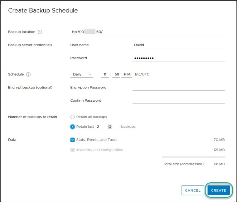 vcsa 6.7 schedule backup6